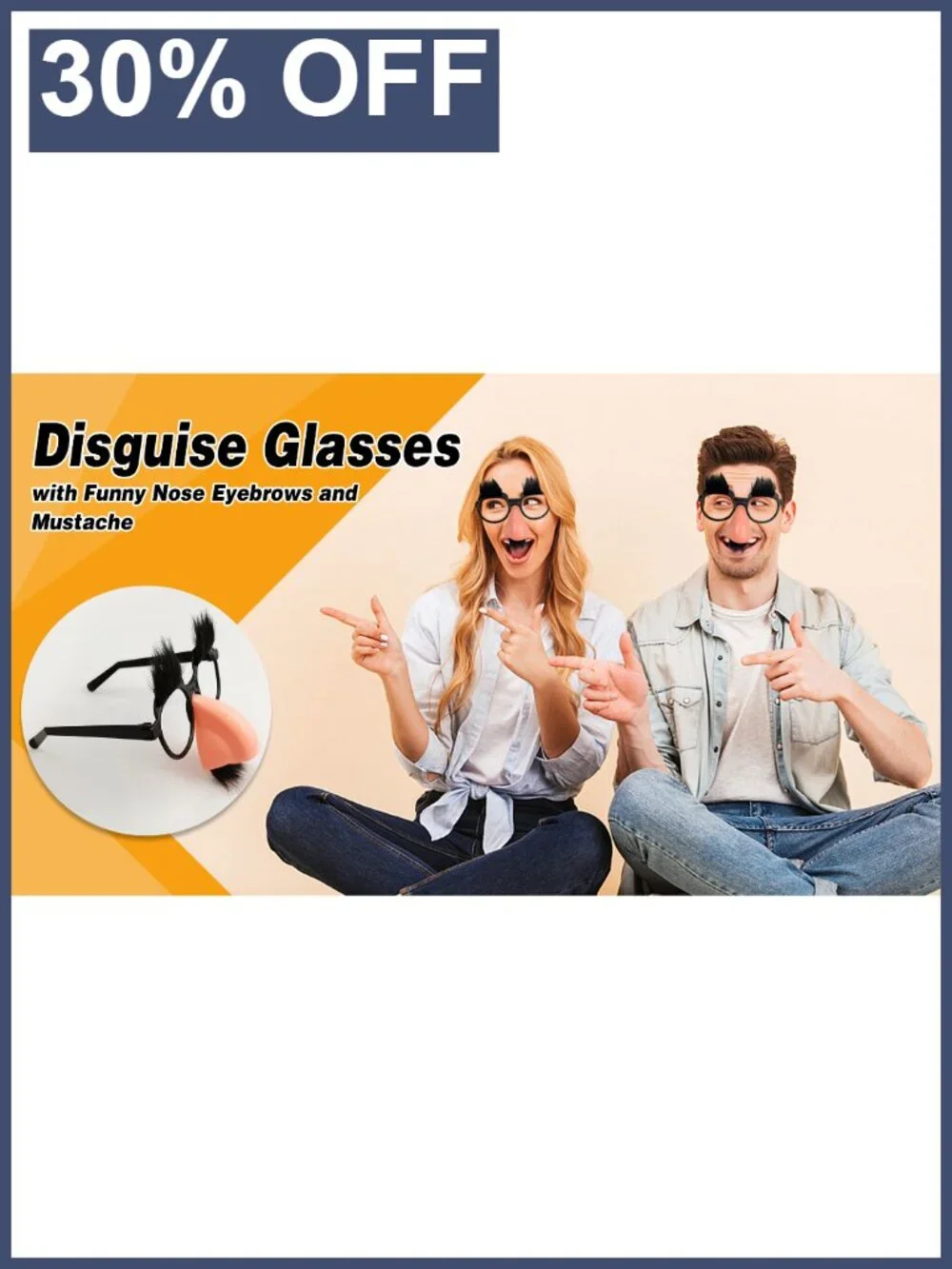 6 Pcs Disguise Glasses Nose Mustache Eyebrows Costume Party Favors